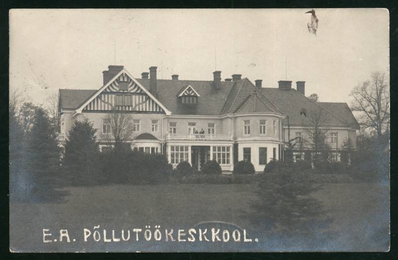 Postcard, Olustvere Estonian Aleksandri Põllutöökeskkool, main building
