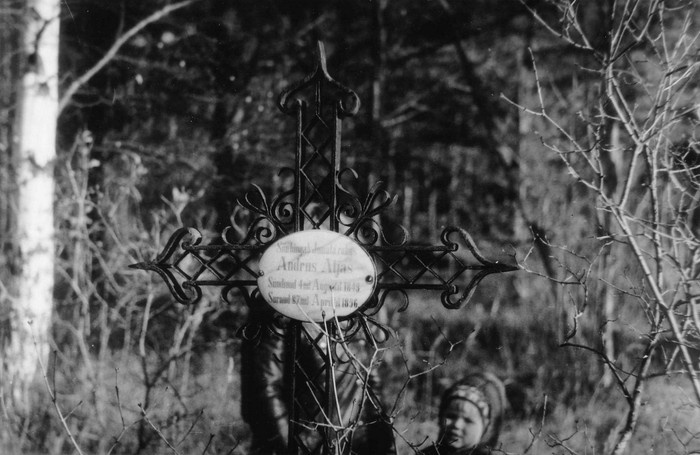 Kõpu alumine kalmistu. Andrus Aljase hauatähis (metallrist)