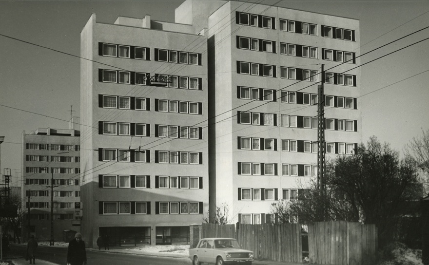 Residential buildings of the Estonian maritime shipping in Tallinn, views of the buildings along the street. Architect Lembit Aljaste
