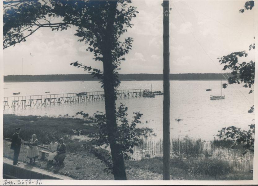 Foto. Dampfi album. Vaade paadisillale Õhtu-Kaldal. Taamal Paralepa mets. August 1931.