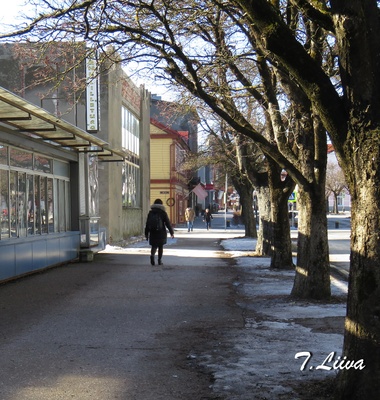 Foto, must-valge, Töörahva Hääl. Talvisel tänaval. rephoto