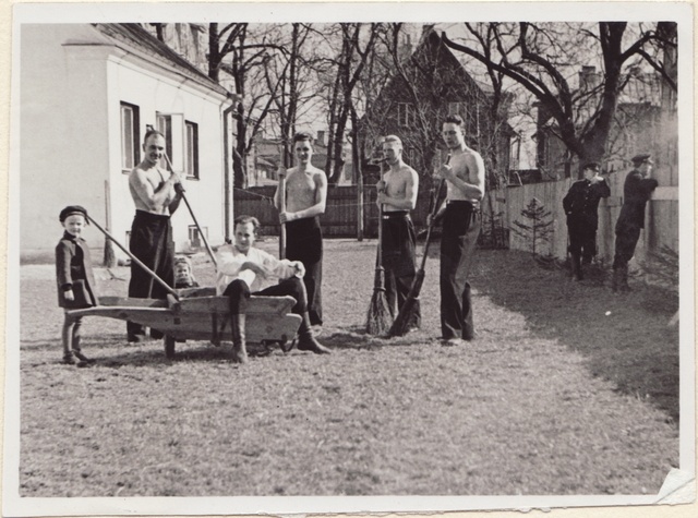 Team II members depoo tower cleaning in 1940