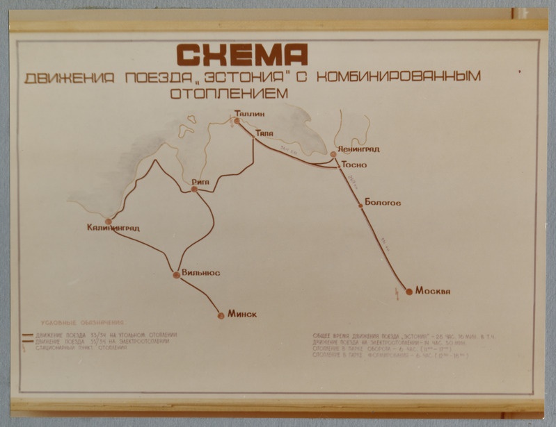 Tallinn-Moskva esindusrong, 1982. Kombineeritud küttega esindusrongi Estonia liiklusskeem