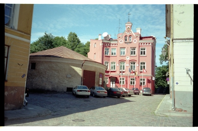 Equipment and Red Cross building in the Old Town of Tallinn, Laial Street