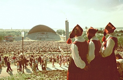 Children's Song Festival. View Lasnamäe slope down to the Song Square.  similar photo