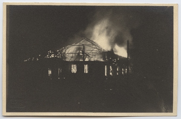 Tallinn, the burning of the temporary German theatre "Interimstheater".