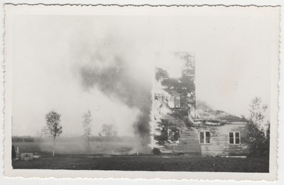 Urban air defence and fire extinguishing maneuver for the hypodrom. Building burning in 1937.  similar photo