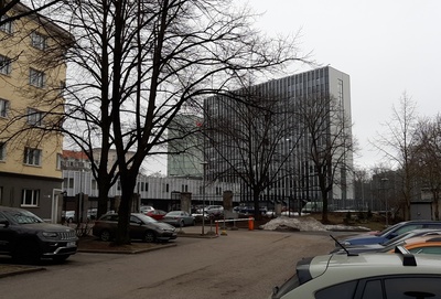 Tallinn, the construction of the TV station’s broadcasting station, view from Gogol Street. rephoto