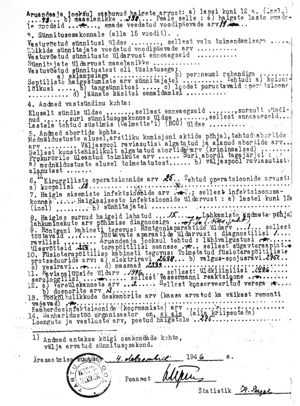 TÜ Närvikliiniku aruanne 1946. a.