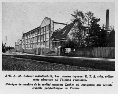 Tallinna Vineeri- ja mööblivabriku hoone, kus toimusid tehnilised erikursused, 1918.a.  duplicate photo