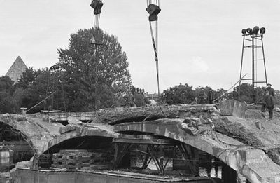 Dismantling the old bridge on the Pirita River.  similar photo