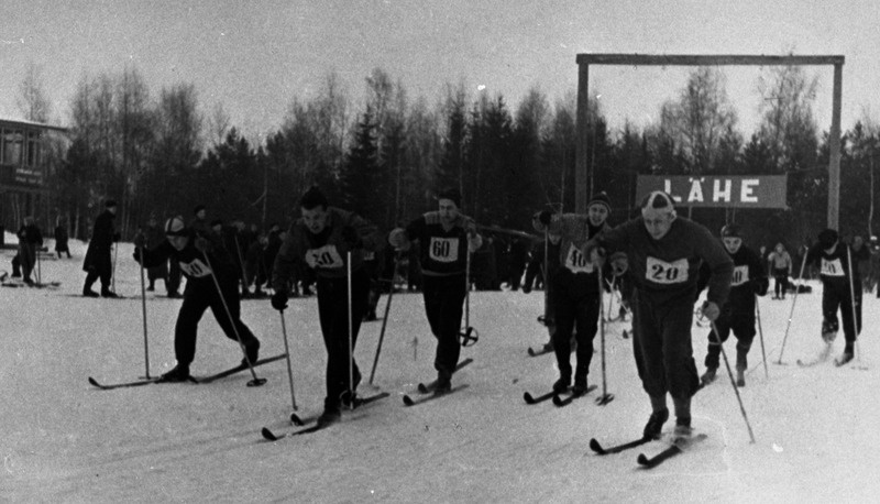TPI suusavõistlused Mustamäel Kalevi spordibaasi juures, 1950. aastad