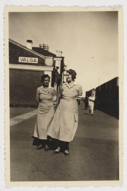 Mrs. Reet Pukk and Mrs. Salme Villem Valga Railway Station in Tartumaa District