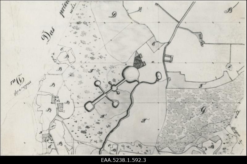 Norra mõisa ja ümbruskonna plaan, koostanud Carl August Jürgens 1847, fotokoopia fragmendist