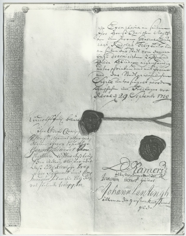 Fotokoopia - viimane lehekülg saksakeelsest Tallinna kapitulatsiooniaktist.