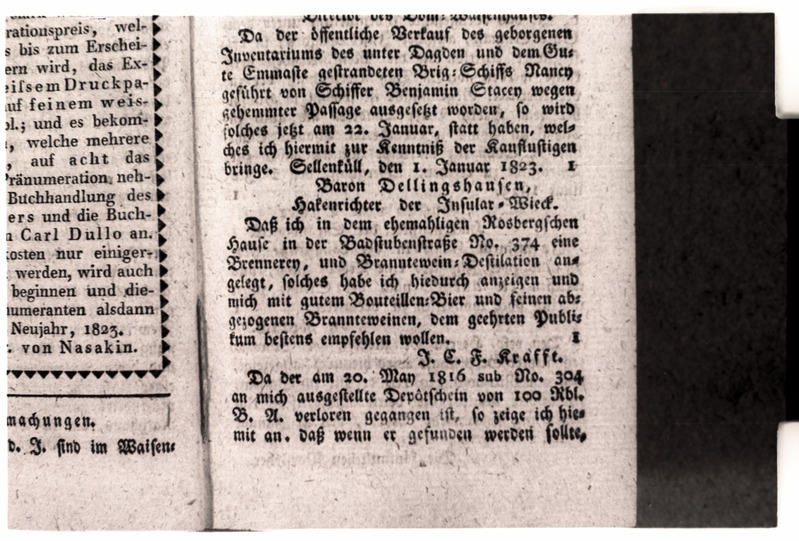 Revalische Wöchentliche Nachrichten nr. 2, 1823. a