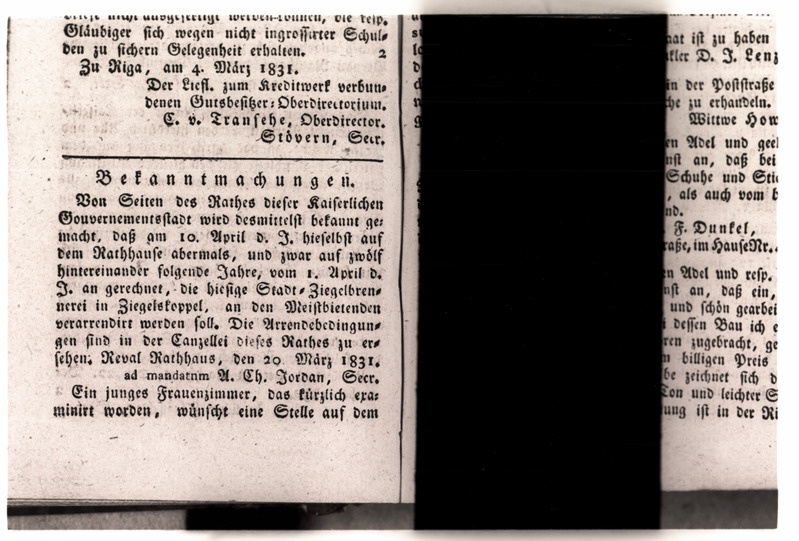Revalische Wöchentliche Nachrichten, märts- aprill 1831. a