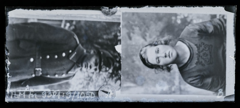 Kaks ümberpildistust. A) portree: tundmatu vormis mees; B) tundmatu naine