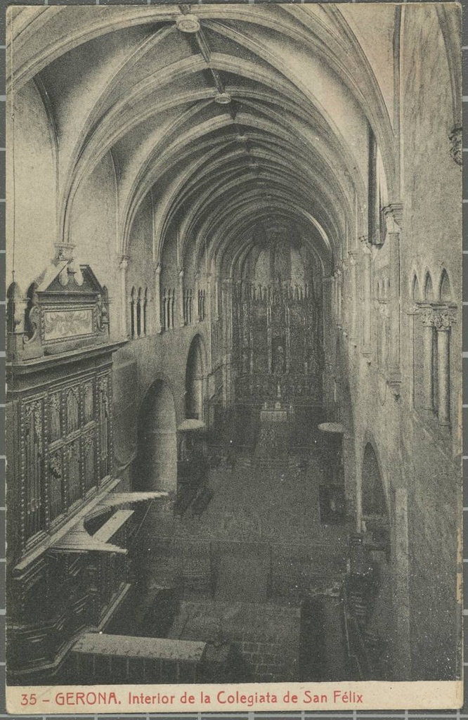 35 -Gerona. Interior of the Colegiata of San Felix - Inside the church of Sant Feliu.