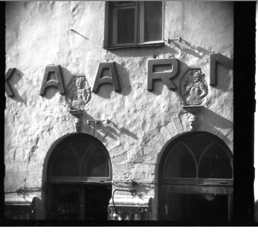 Tallinn, wall and windows of the Pack Building, part of the Kaarmann Business Advertising Tag.