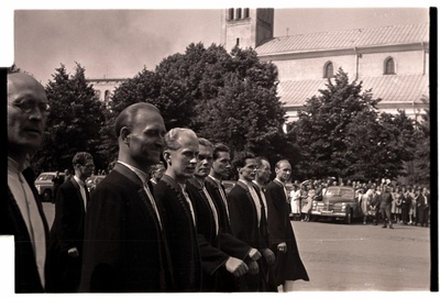 1950 Song Festival, National Academic Men's Choir Train Train.  similar photo