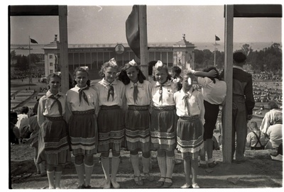 The 1950s Song Festival, a group of students-songers in Muhu's clothes.  similar photo
