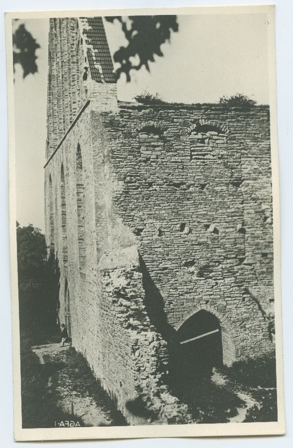 The ruins of the monastery of Tallinn, Pirita, the corner, the front door between the church and the cable.