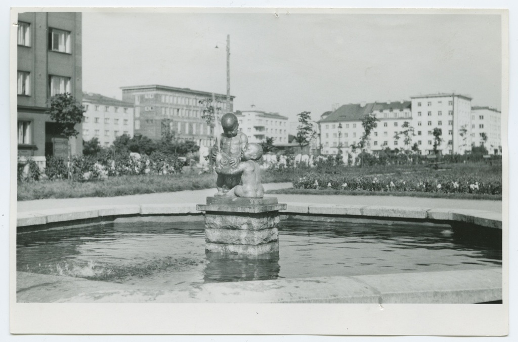 Tallinn, Pionier Square, in front of the swimming pool with swimming pool.