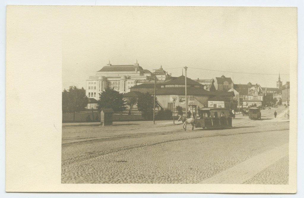 Tallinn, view Estonia, the German theatre from the Russian market, the horse track is at the forefront.