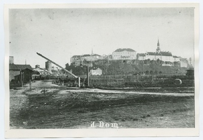 Tallinn, view of Toompea from the west, the railway crossing point in the forefront.  duplicate photo