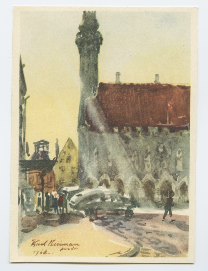 Tallinna Raekoda, vaade Saiakäigu poolt, autor Karl Burman.