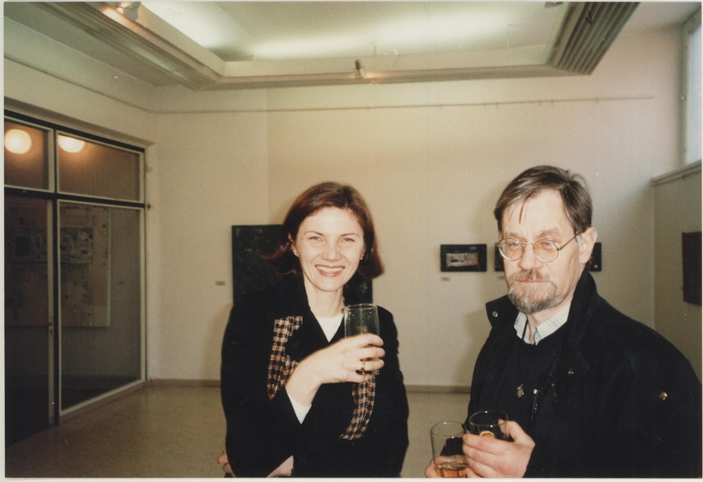 V. Zarina ja K. Zarinsi näituse avamine 30.03.1999. Vija Zarina ja Hannes Varblane
