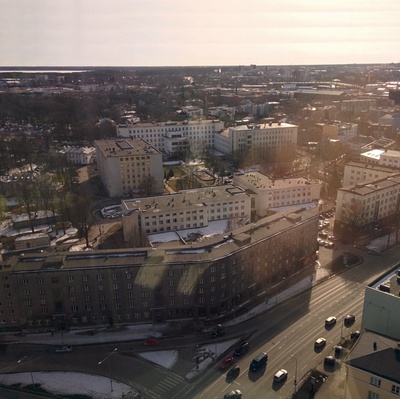 View hotel "Olympiast" towards Central Hospital rephoto