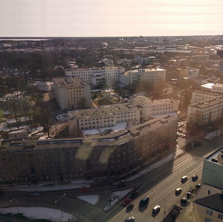 View hotel "Olympiast" towards Central Hospital rephoto