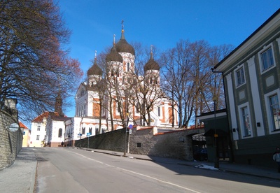 View of Tallinn. Nevski Cathedral Toompeal. rephoto