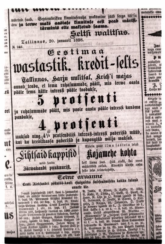 Eesti Postimees nr. 8, 1898. - Ajapaik