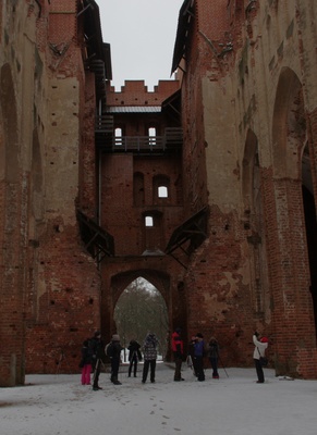 Interior view of the ruins of the Tartu Toomkirik rephoto