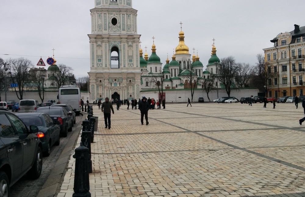 [german officers gathered near St. Sophia Cathedral, Kiev] rephoto