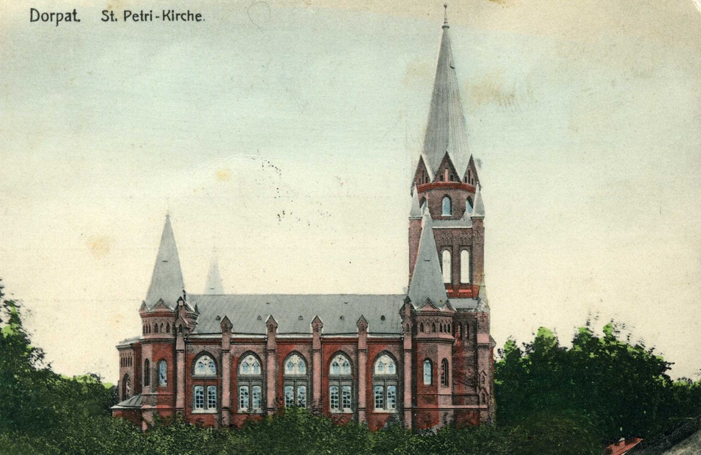 Peetri kirik (üldvaade küljelt). Tartu, 1912.