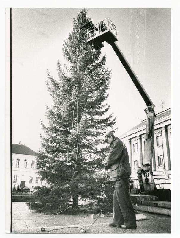 Foto.Jõulukuusk Pärnu linnaväljakul