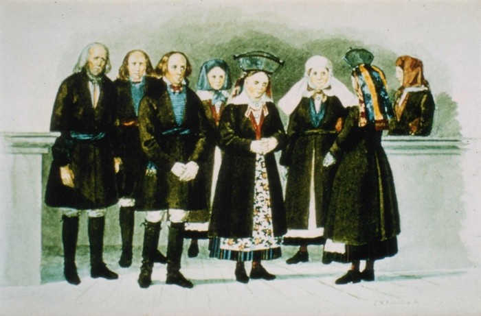 Reigirootslased kirikus. (E.H.Schlichtingi akvarell,1852)