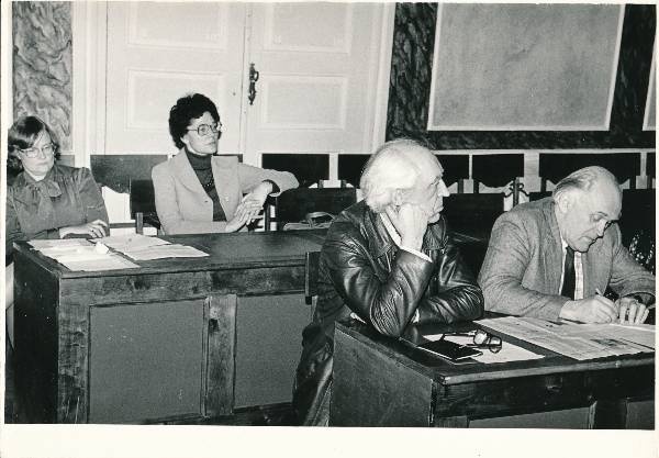 Grupifoto. Kultuurimälestiste Kaitse metoodikute seminar. Tartu Raekoda, 05.1983.a.