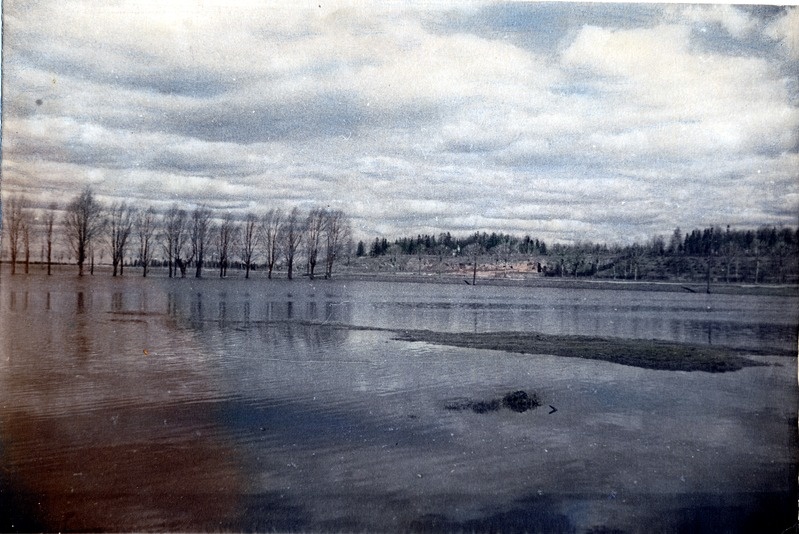 Fotopositiiv. Üleujutus Emajõel 1950. aastatel.
