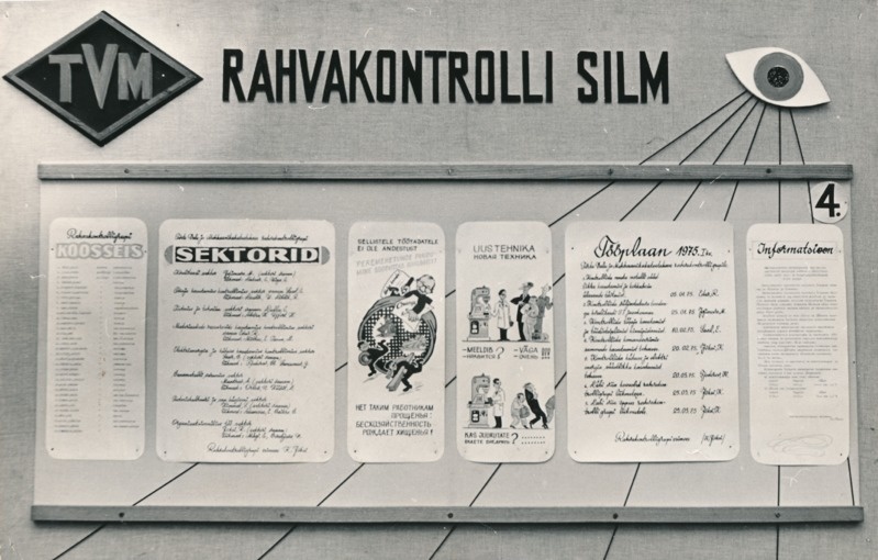 Fotopositiiv. Valumehaanika katsetehase seinaleht "Rahvakontrolli silm".
