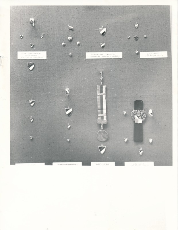 Näitus "Üliõpilasorganisatsioonide ajaloost" Tartu Linnamuuseumis 1990a. Korpide rinnamärgid.