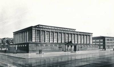 Fotokoopia arhitekt Voldemar Tippeli fotoarhiivist. Tartu turuhoone projekt. 1930ndatel.  duplicate photo