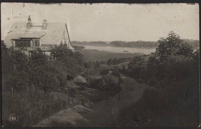 fotopostkaart, Viljandi, Trepimägi, vasakul villa Eiche, järv, u 1915, foto J. Riet  similar photo