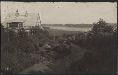 fotopostkaart, Viljandi, Trepimägi, vasakul villa Eiche, järv, u 1915, foto J. Riet  duplicate photo