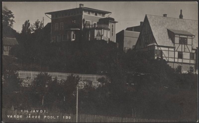 fotopostkaart, Viljandi, Trepimägi, paremalt Eiche villa, Sellheimi villa, u 1915, foto J. Riet  duplicate photo