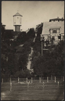 fotopostkaart, Viljandi, ees koppel, Trepimägi, Eiche villa, veetorn, u 1915, foto J.Riet  duplicate photo